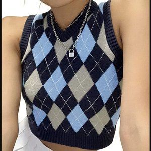 Y2K Cropped Sweater Vest Tank